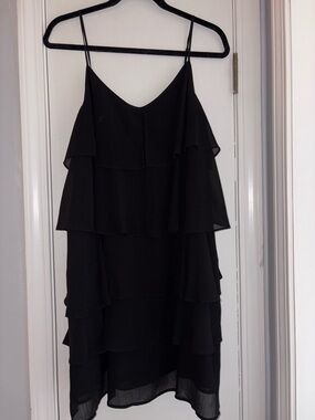 Madewell Black Tiered Spaghetti-Strap Dress - Classic Women's Evening Dress